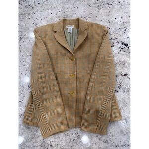 Ann Taylor Plaid‎ Blazer Size 6 Wool Linen Blend